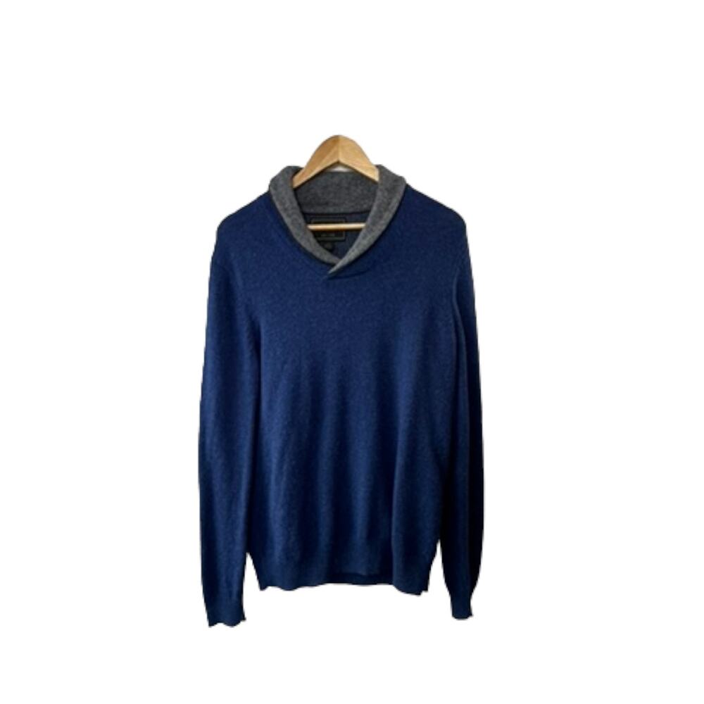 Jos. A. Bank Reserve Navy Blue Lambs Wool Long Sleeve Sweater Men's Sz Large
